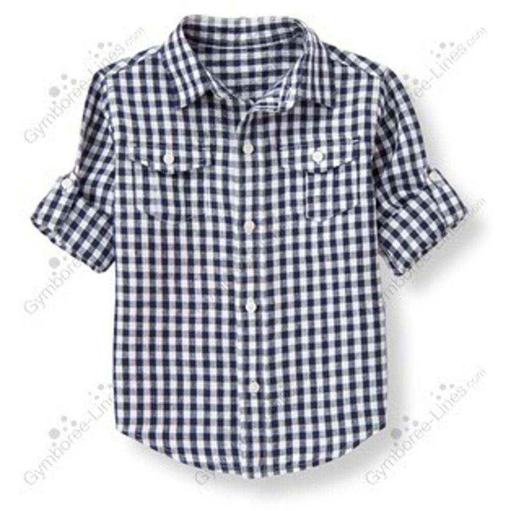 Janie and Jack Boys' Gingham Linen Cotton Blend Shirt